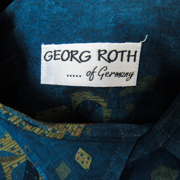 VINTAGE 80s Men's Artsy Printed Button Down Shirt - Picture 5 of 7